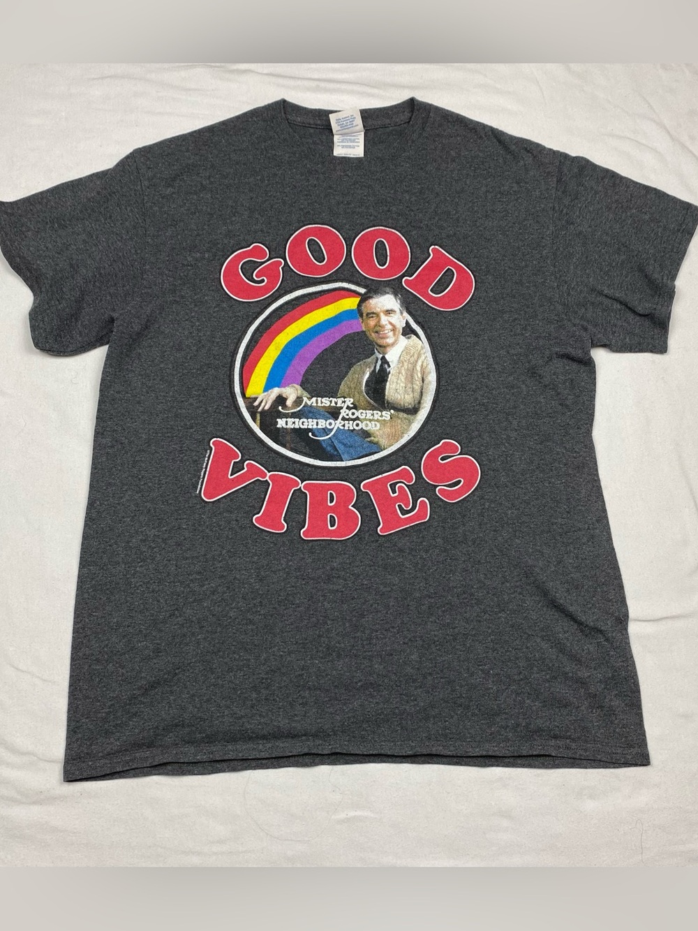 Good Vibes Charcoal Graphic Tee - Mister Rogers Theme